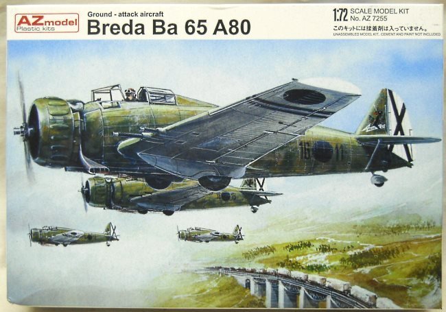 AZ Model 1/72 Breda BA-65 A80 - Spanish Civil War Condor Legion Spain 1938 / Italian 159 Squadriglia 1940, AZ7255 plastic model kit